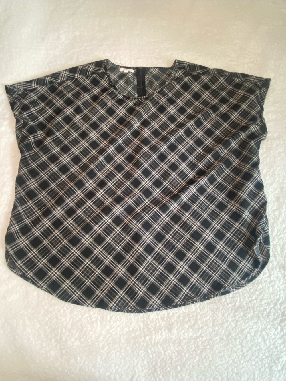 Maurices Black and White Plaid Short-Sleeve Blouse
